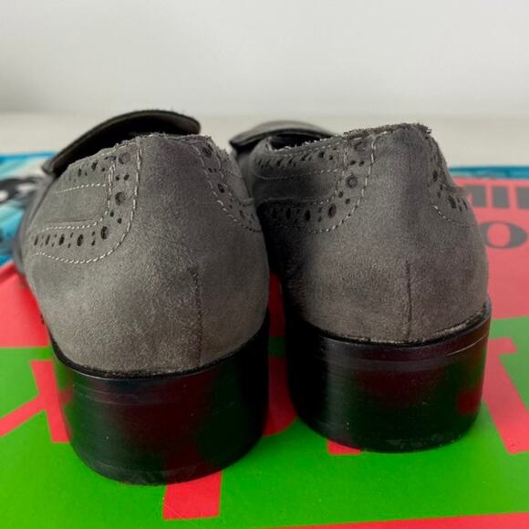 Adrienne Vittadini Neutral Gray Wingtip Brogue Oxford Slip On Loafers Sz 7 - Picture 8 of 14